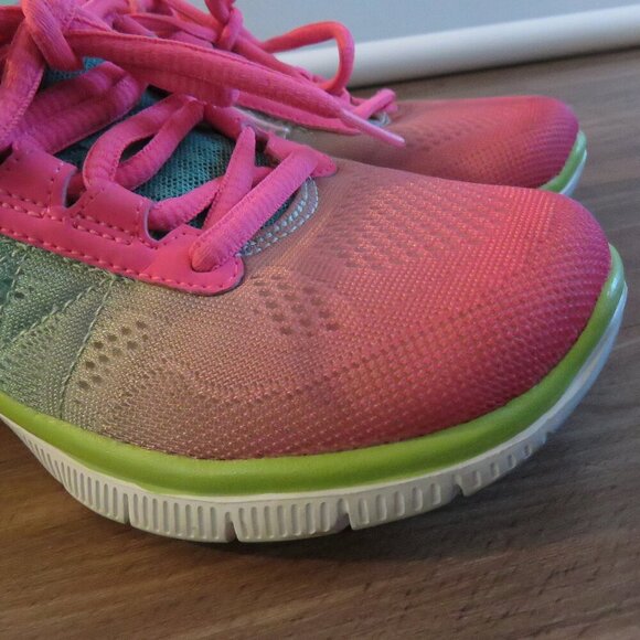 SKECHERS Flex Appeal Memory Foam Cosmic Pink Green Athletic Sneakers Shoes US 5 - Picture 3 of 13